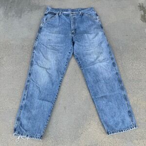 Wrangler Carpenter 34x32 Jeans Light Wash Denim Relaxed Fit Men